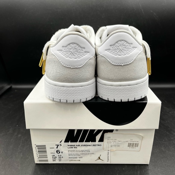 Size 7.5 - Air Jordan 1 Retro Low NS No Swoosh Triple White - Picture 5 of 7
